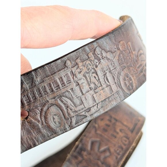 Vintage Tooled Leather Belt 47" Firefighter First Responder EMT Collectible Belt - Picture 3 of 8